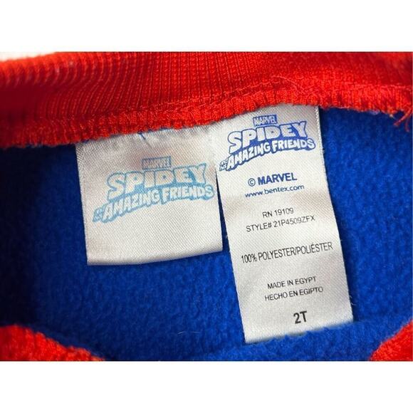 Marvel Amazing Friends Spiderman Fleece Sweatshirt Toddler 2T Superhero Red Blue - Picture 2 of 10